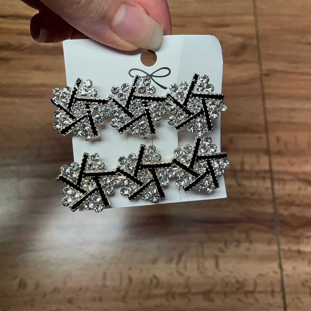 Elegant Rhinestone Pinwheel Hair Clip Set Accessory